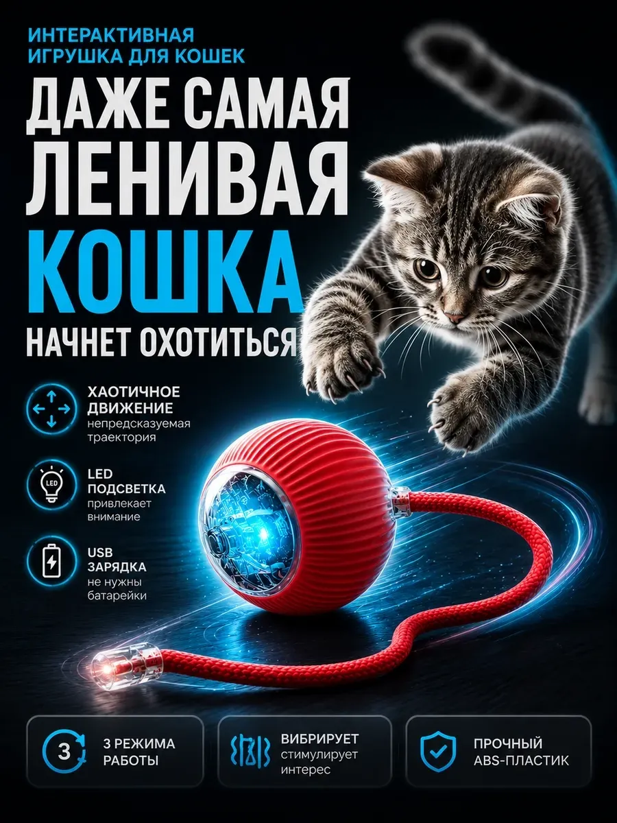 Игрушка для кошек интерактивная умный мяч