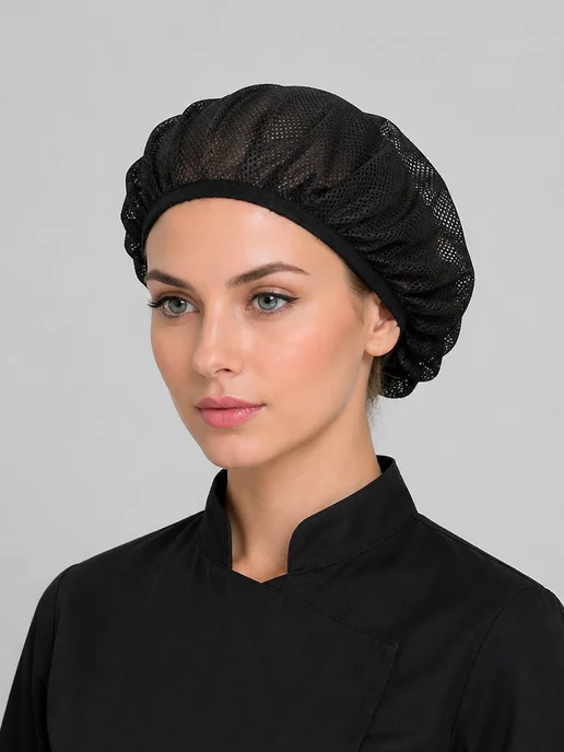 Kapslook Шапка поварская из сетки многоразовая, черный, фото 2