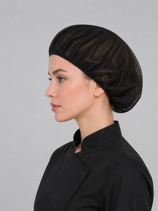 Kapslook Шапка поварская из сетки многоразовая, черный, фото 3