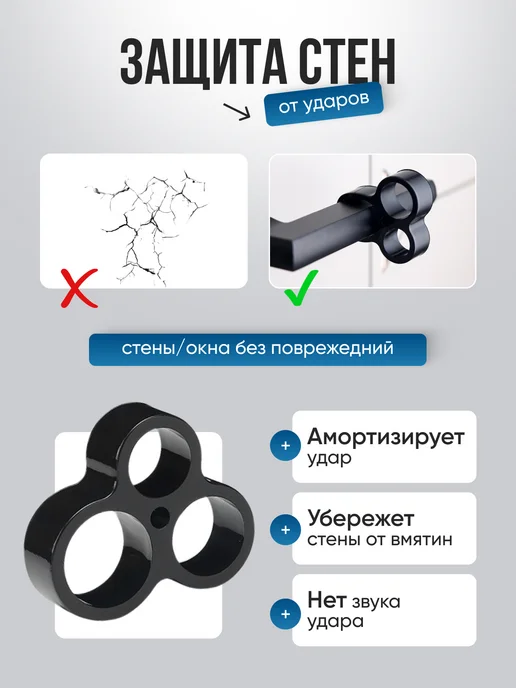 SameHome Стоппер ограничитель на дверную ручку силиконовый, черный, фото 5
