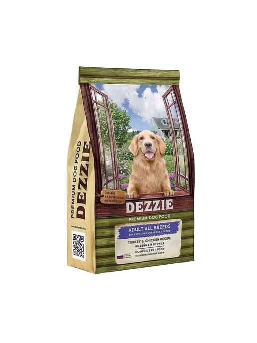 Сухой корм Dezzie Dog для собак, взрослые, индейка, курица, 3 кг