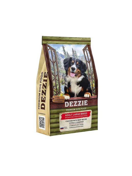 Сухой корм Dezzie для собак, крупные, говядина, курица, 3 кг