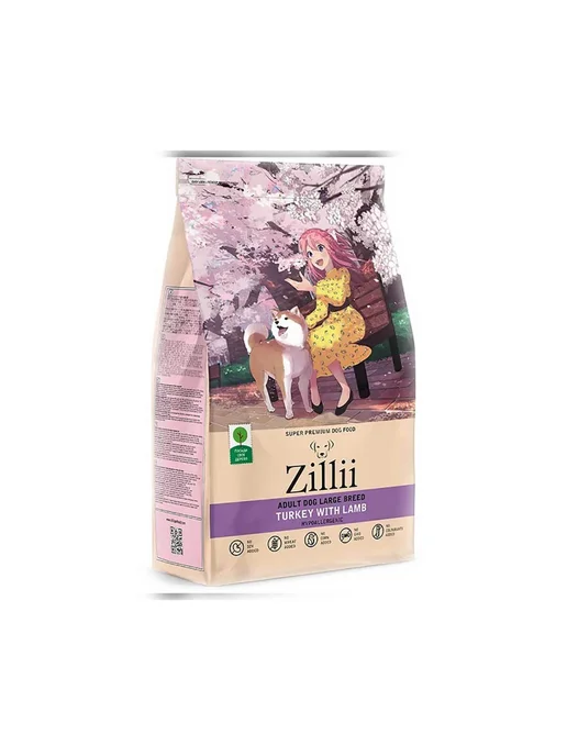 Сухой корм Zilli для собак, крупные, индейка, ягненок, 3 кг
