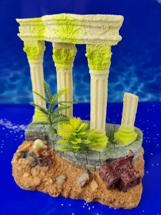 ZooAqua Декор для аквариума Колонна желтая 13х9х16см, 13x9x16 см, фото 3