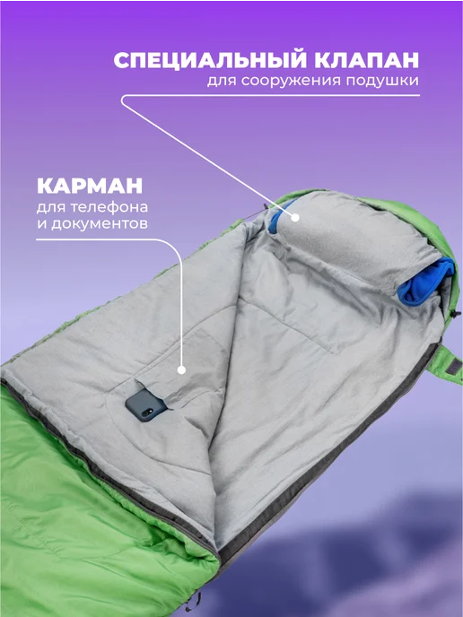 Helios Спальный мешок туристический ТОРО wide 300L 220x90, 220x90, 300 л, фото 5