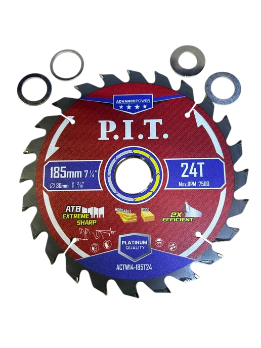 P.I.T. Диск пильный 185x30x1,4 мм, 24T Carbide, зуб ATB 15, 185x30x1.4 мм, фото 3