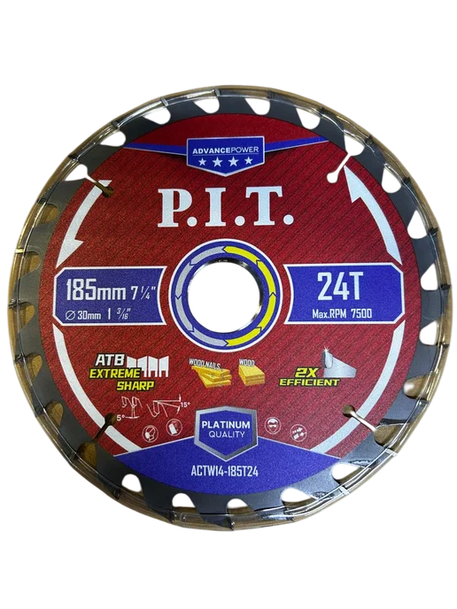 P.I.T. Диск пильный 185x30x1,4 мм, 24T Carbide, зуб ATB 15, 185x30x1.4 мм, фото 7