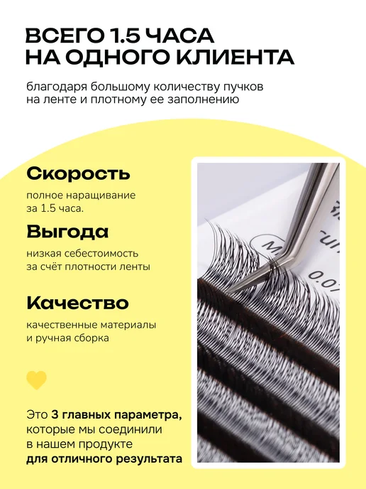 Laone Готовые пучки для наращивания ресниц 2D 0.10 D микс 8-14 мм, вариант, фото 3