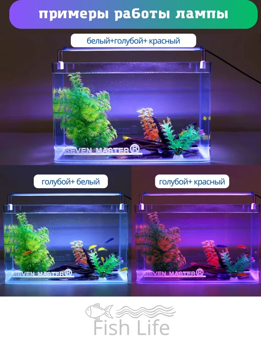 FishLive Лампа для рыб раздвижная светодиодная в аквариум цветная, синий, фото 2
