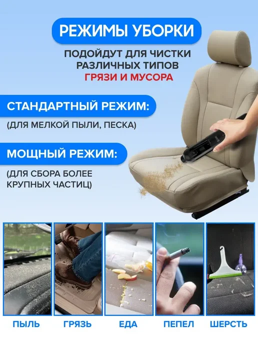 CaseGuru Пылесос беспроводной для машины ручной CGCleaner Car, черный, фото 4