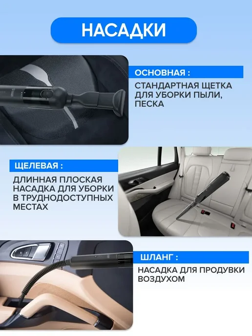 CaseGuru Пылесос беспроводной для машины ручной CGCleaner Car, черный, фото 5