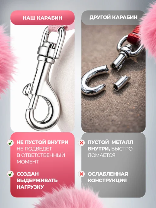 PopsMops Поводок для собак мелких и крупных до 50 кг рулетка, белый, фото 3