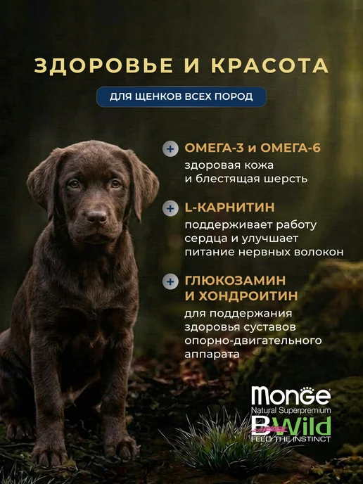 Сухой корм MONGE Bwild Низкозерновой для собак, щенки, мясо, 12,3 кг, фото 2