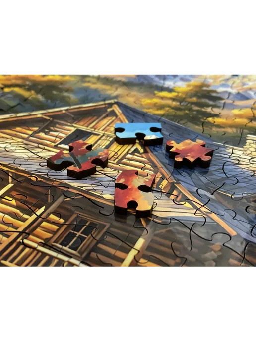 1001puzzle Пазл деревянный 500 деталей Коттедж в горах, вариант, фото 7