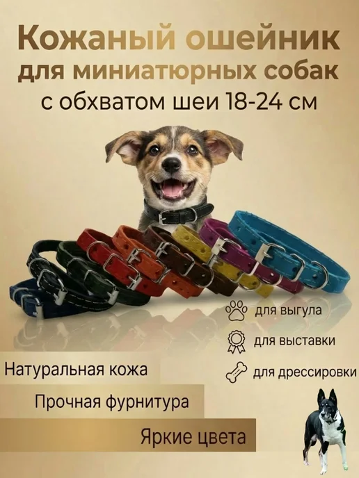 Надежный Малыш Ошейник для собак мелких пород кожаный, коричневый, фото 4