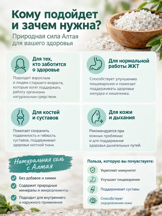 Алтай-Старовер Соль пищевая алтайская природная 500 г, 500 г, 3 шт, фото 2