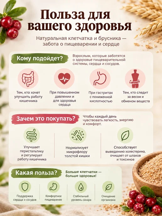 СибТар Отруби пшеничные с брусникой 200 г, набор 3 шт, 200 г, 3 шт, фото 2