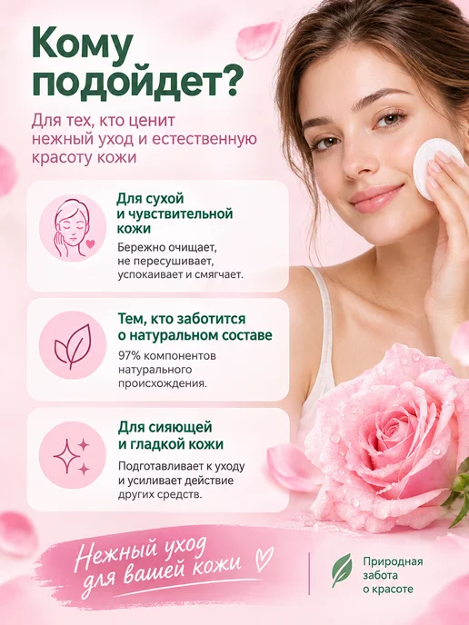 Чистая линия Лосьон-тоник для лица лепестки розы сухая кожа 100 мл, 100 мл, фото 2