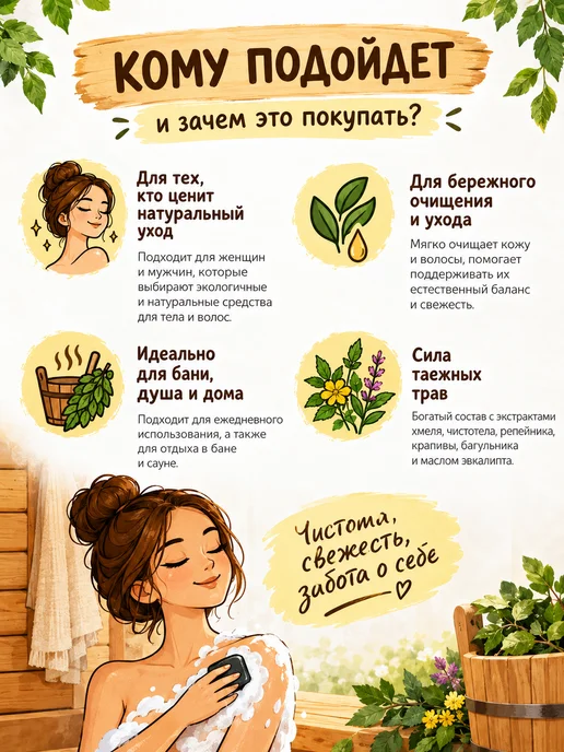 Floresan Флоресан мыло для бани и душа таежное черное 450г, 450 г, фото 2