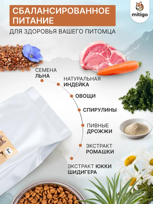 Сухой корм Mitigo для собак, индейка, 5 кг, фото 2