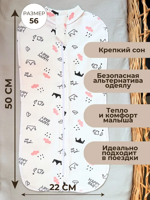 Пелёнкино Пеленка кокон для новорожденных на молнии тёплая, черный, фото 2