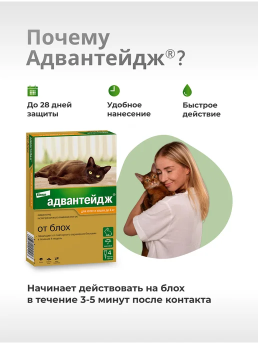 Elanco Адвантейдж для кошек более 4 кг. уп. Х 4 пип, 4 кг, фото 4