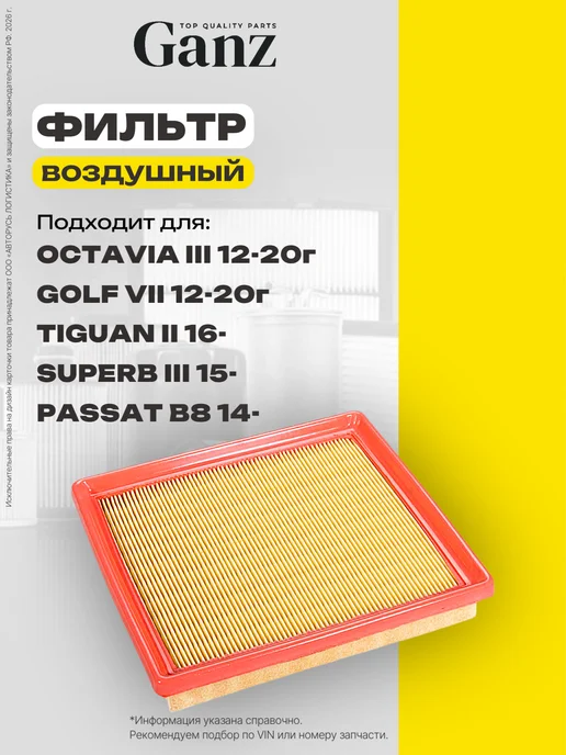 GANZ Фильтр воздушный Octavia Golf Tiguan Passat, вариант