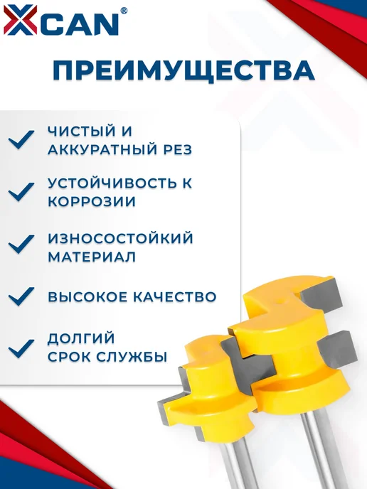 XCAN Набор фрез пазо-шиповых 8х28,6х23х55 мм и 8х28,6х6,35х55 мм, вариант, фото 5