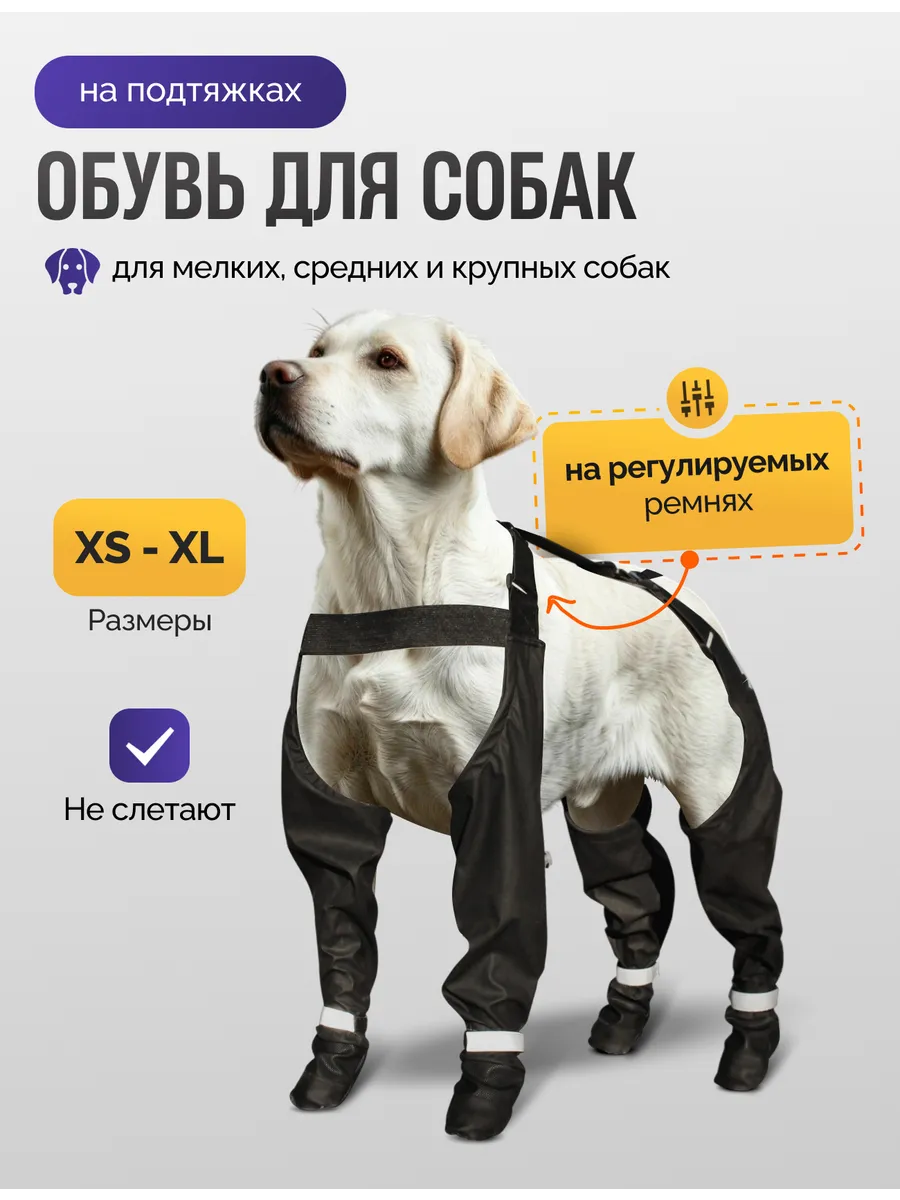 Ботинки для собак мелких и средних пород на подтяжках