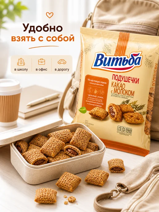 MmaKka Подушечки Готовый сухой завтрак с начинкой 3шт*130г, 3 шт, 130 г, фото 7