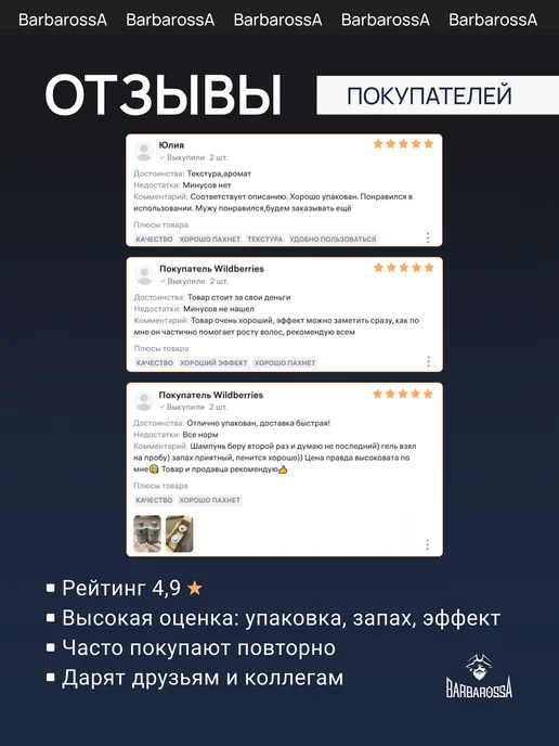 BarbarossA Набор шампунь и гель для душа мужской, белый, фото 7