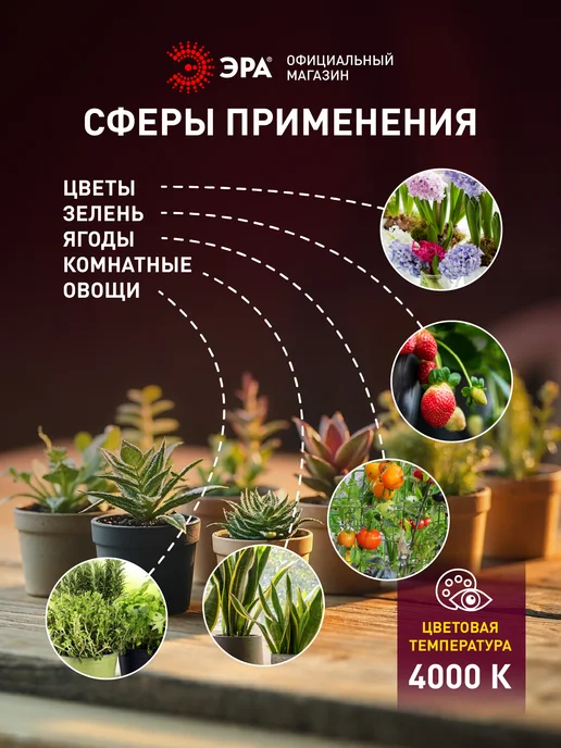 ЭРА Фитосветильник линейный для растений 10Вт полного спектра, 10 Вт, фото 3