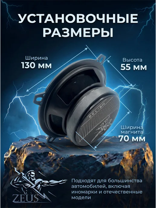 Zeus Динамики эстрадные 13см в машину MR-130, черный, фото 4