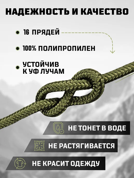 Ламакорд Веревка туристическая 8 мм 30 м черная, 50 м, фото 2