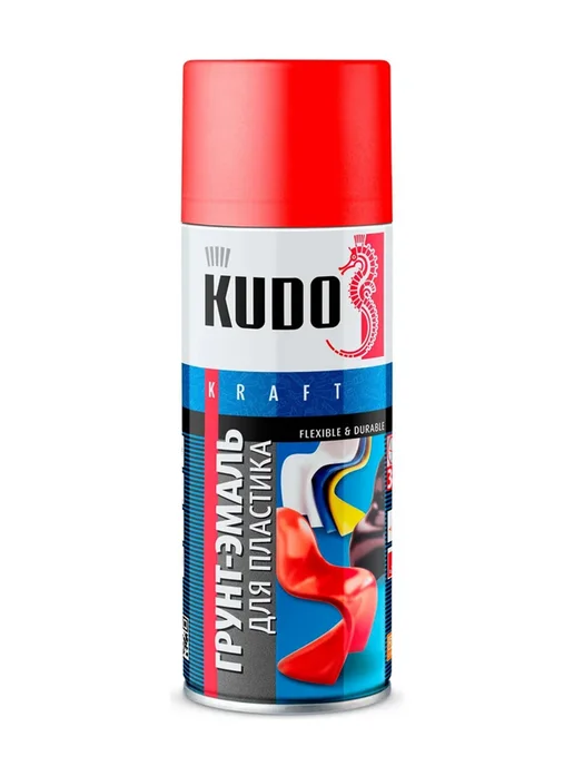 KUDO Грунт-эмаль для пластика RAL 3020 красная 520мл, 520 мл