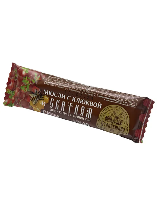Столбушино Мюсли батончик злаковый с клюквой и сбитнем 40 г. 24 шт, 40 г, 24 шт, фото 3