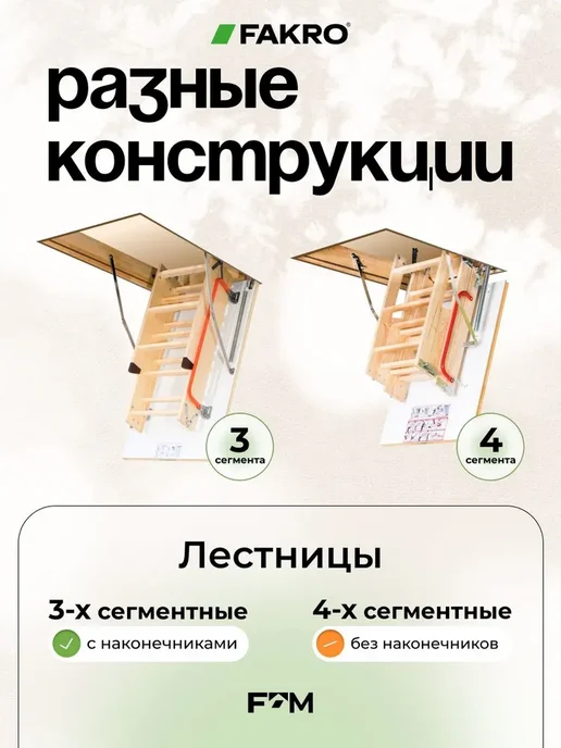 FAKRO Чердачная лестница LWK 60х120х280 см, 60x130x305, фото 3