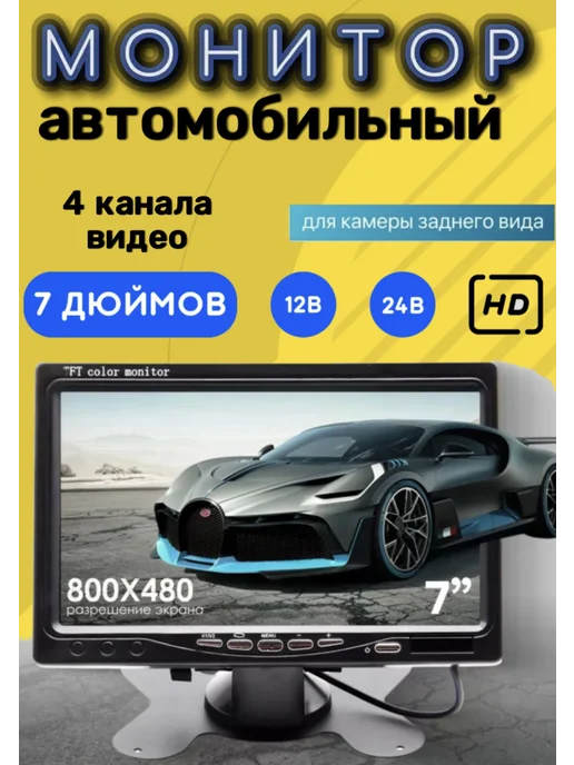 iTechMart Монитор автомобильный 7 дюймов для камеры заднего вида, 7