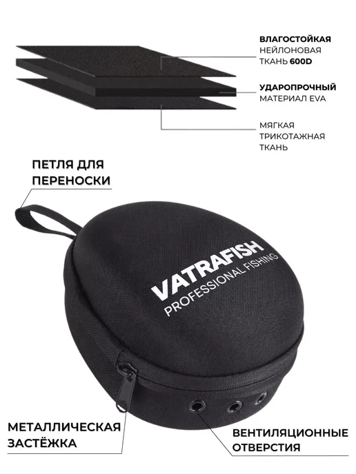 Vatrafish Чехол для катушки жесткий, черный, фото 4