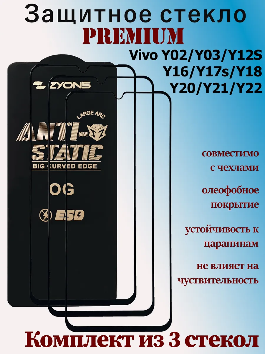 Защитное стекло для Vivo Y02, Y03,Y16, Y17s, Y18, Y20, Y21