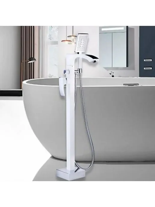 Gappo G3007-8 Смеситель для ванны напольный, белый хром, белый