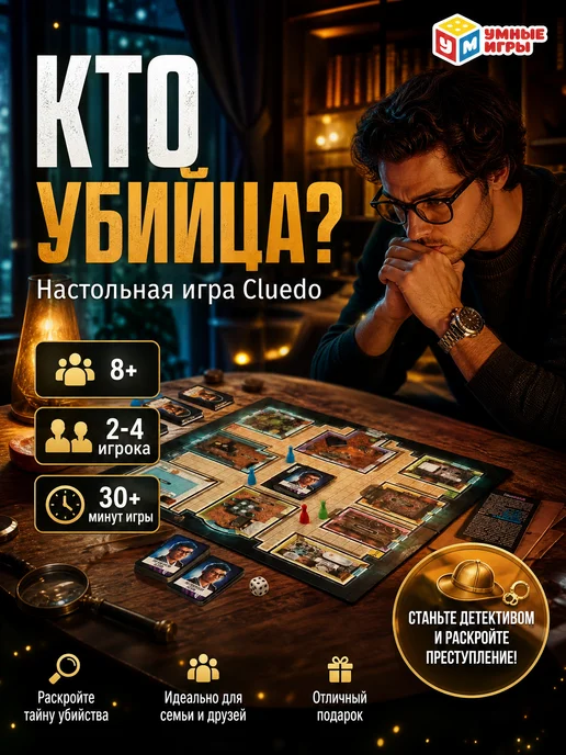 Умные игры Детективная настольная игра для детей для компании и семьи, синий