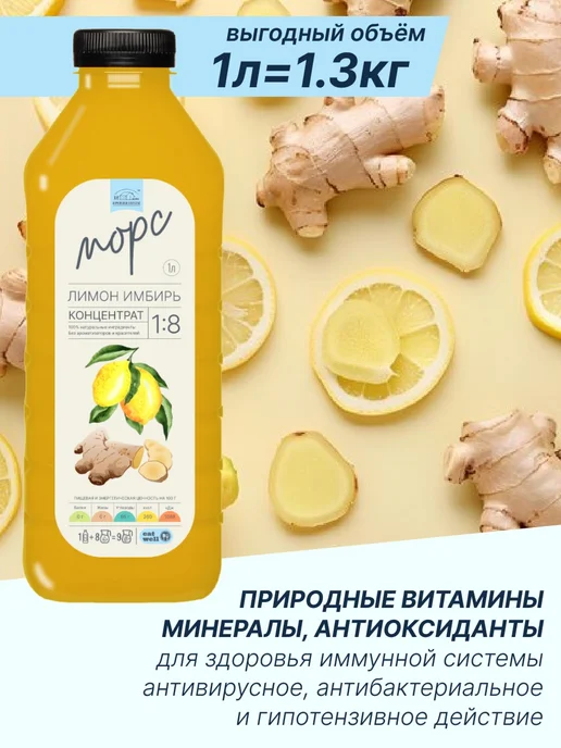 БОРКОВСКОЕ ПОМЕСТЬЕ Морс Лимон-Имбирь, концентрат 1л, натуральный, 1 л, фото 5