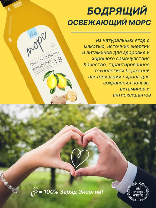БОРКОВСКОЕ ПОМЕСТЬЕ Морс Лимон-Имбирь, концентрат 1л, натуральный, 1 л, фото 6
