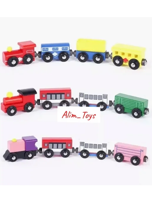 Alim_Toys Детский деревянный паровозик сортер из дерева на магнитах, вариант, фото 2