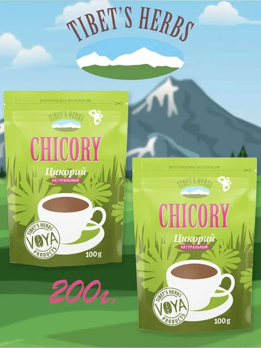 TIBET'S HERBS Цикорий растворимый порошок без сахара 100г х 2шт, 100 г, 2 шт