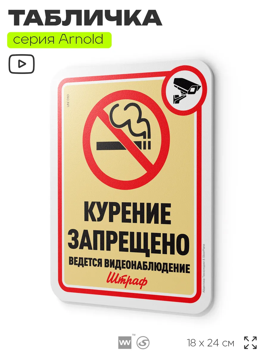 Табличка Курение запрещено на дверь стену