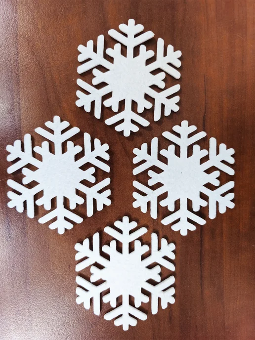ThermoArt Designs Снежинки из фетра на елку и окна новогодние украшения, белый, фото 6