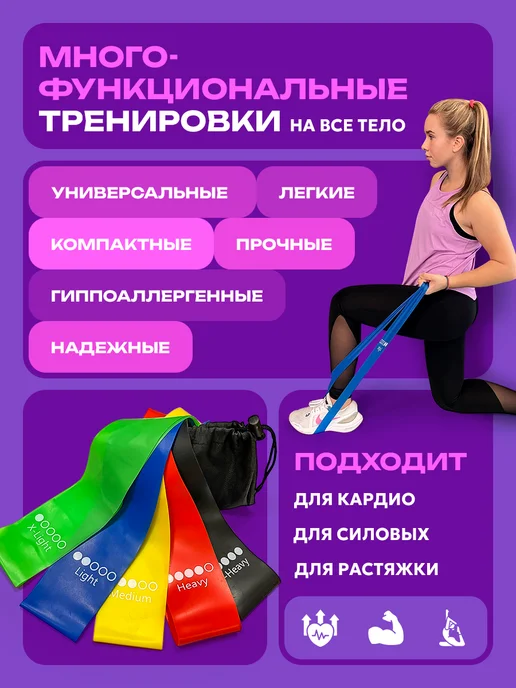 ЛУЧЛЕТА Фитнес резинки набор 5 шт, 5 шт, фото 4
