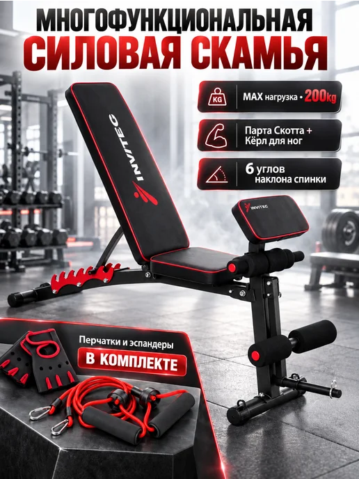 Family Sport Скамья для жима, пресса, спины спортивная складная для дома, черный